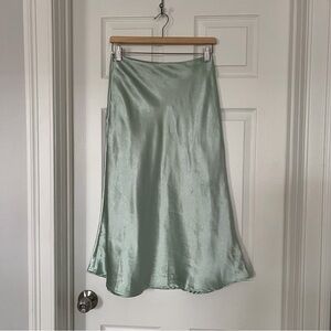 NWT SHEIN Satin A-Line Midi Skirt in Sage Green